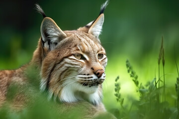 Beautiful retro nature with wild cat Generative AI.