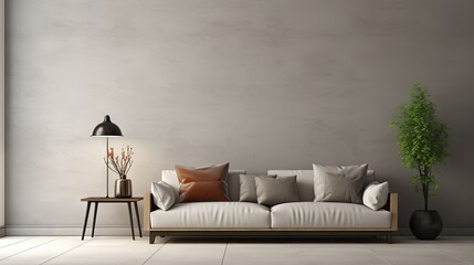 Mockup of a blank wall in a living room interior.