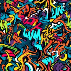 Tuinposter Seamless patterns with graffiti art © zakir