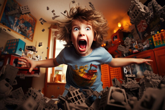 Kid playing with building kit