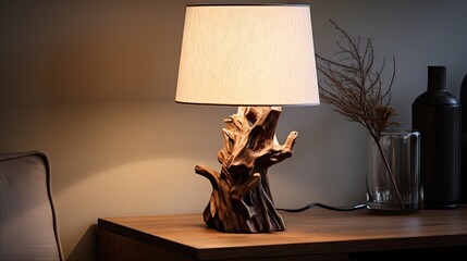 Eucalyptus lamp on bedroom nightstand.