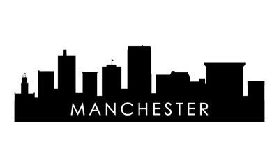 Manchester NH skyline silhouette. Black Manchester city design isolated on white background.