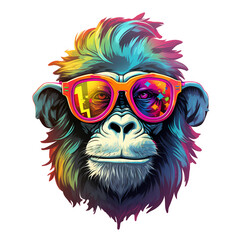 cool full color monkey head stickers - obrazy, fototapety, plakaty