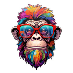 cool full color monkey head stickers