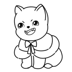 Cute cat cartoon character outline illustration 