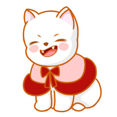 cat cartoon, cute little baby cat laughing happily