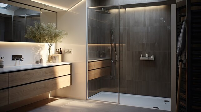 Modern Sunlit Shower Room With Walk In Shower