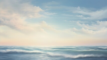 Obraz premium a painting of a sunset over the ocean with a boat in the water. generative ai