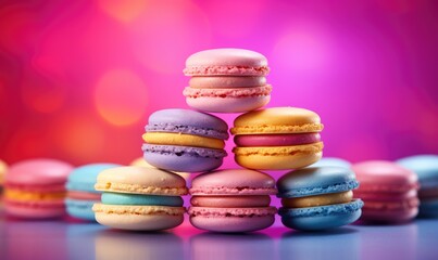 Fototapeta na wymiar Colorful macarons dessert with vintage pastel tones