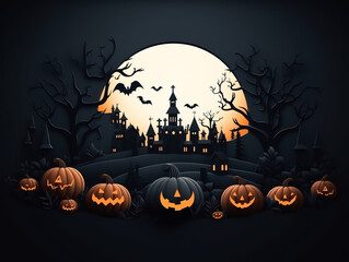 Happy halloween celebration background concept, Holiday design illustration style
