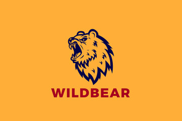 Bear Logo Head Abstract Aggressive Sports Emblem Mascot Vector Design.