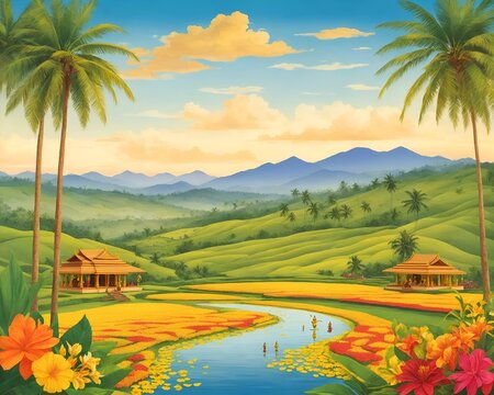 Happy Onam Festival celebration poster background