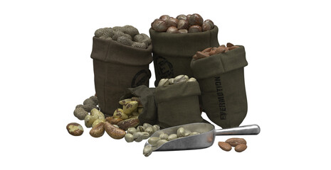 bagged legumes of different varieties premium png for make mockup