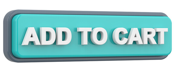 Add to cart button. 3D illustration.