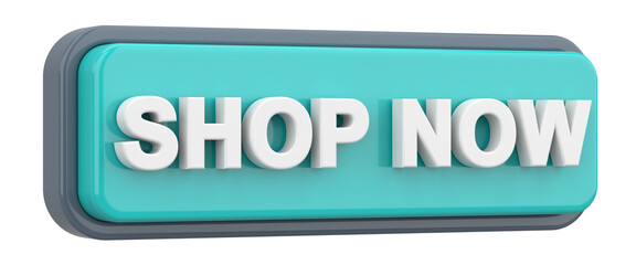Shop now button. 3D illustration.