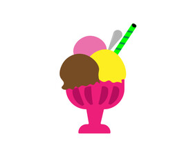 Vector illustration of colorful ice cream in a cup