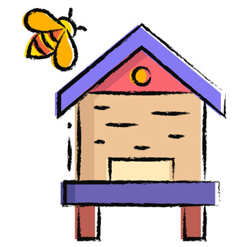 Hand Drawn Wood Bee Hive Icon