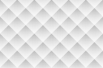 Seamless Geometric Checked Dots and Dashes Pattern. White Textured Background.