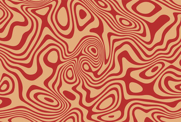 Vector groovy background in 70s retro style. Trendy abstract hippie pattern with psychedelic waves