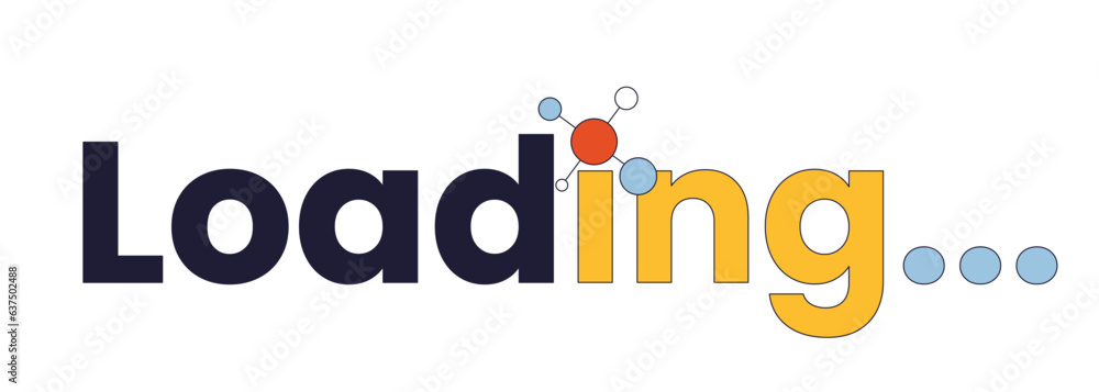 Poster chemical compound loading text. molecule. web loader ui flat design. progress bar. graphical user in
