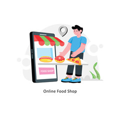  Online Food Shop  abstract concept vector in a flat style stock illustration