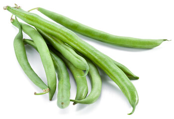 Bush bean pods isolated on white background.