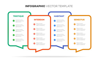 Obraz premium Infographic template timeline process 4 option or step line color style vector speech bubble for presentation 10 eps