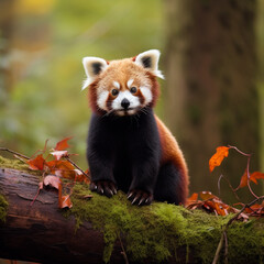 Obraz premium Red panda. Listed as endangered in IUCN Red List.