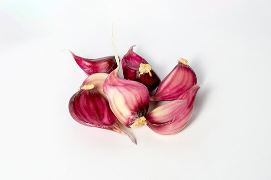 Purple garlic on a white background