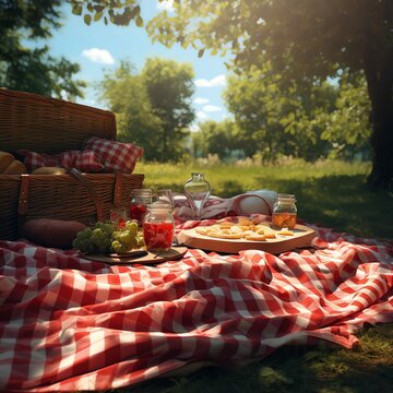 a picnic in the park, picnic blanket, green park