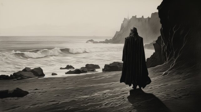 cliff man loneliness ocean