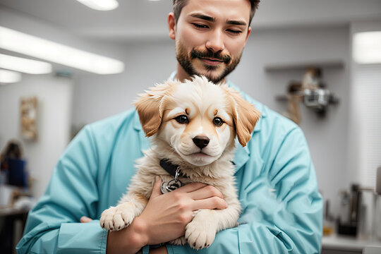Cropped image of veterinarian doctor holding. ai generative
