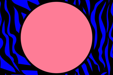 Fashionable, bright, contrast, blue and black colors.  Animalistic skin stripes, fur, tiger. Abstraction. Stylish, beautiful frame for design and decoration.