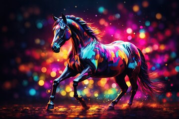 Obraz na płótnie Canvas abstract colorful horse background bokeh. ai generative