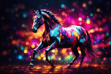 abstract colorful horse background bokeh. ai generative