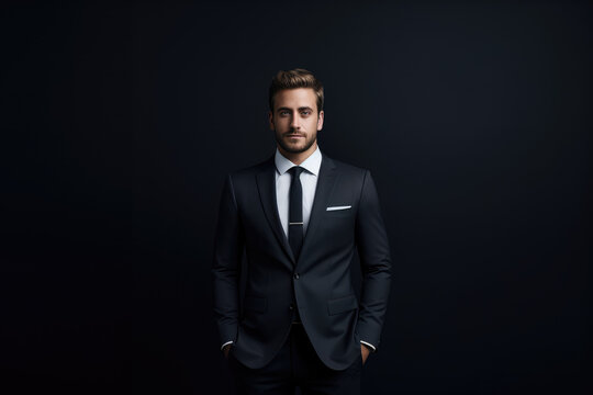 Portrait of a businessman on dark background