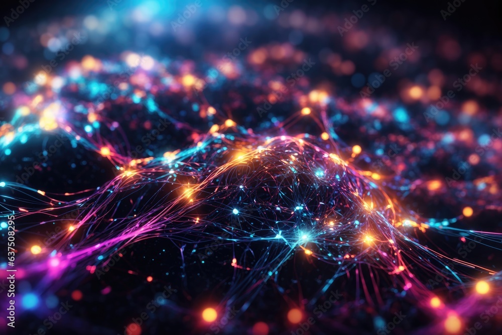 Poster abstract technology background with illuminated. ai generative