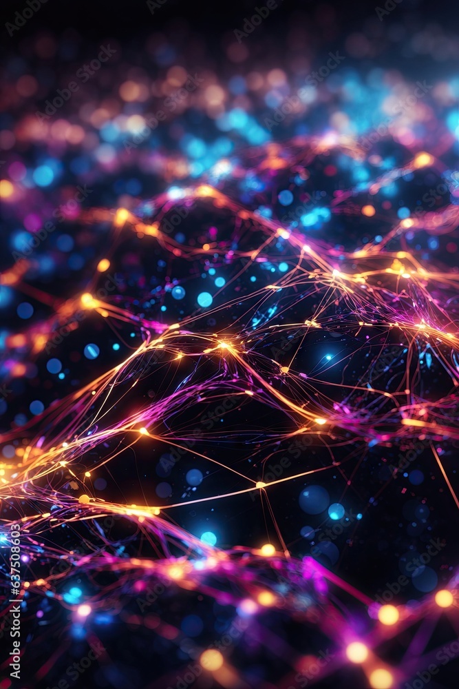 Poster abstract technology background with illuminated. ai generative