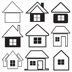 House Icon Set. Home vector illustration symbol.