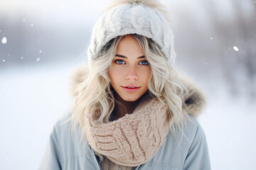 Portrait of a woman wearing winter clothes