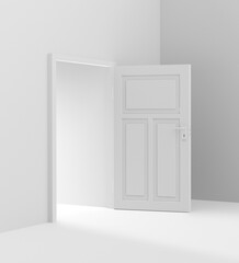 3d clear room with door