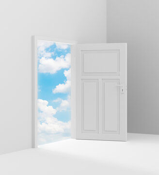3d clear room with sky