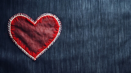 Naklejka na ściany i meble red heart on jeans background