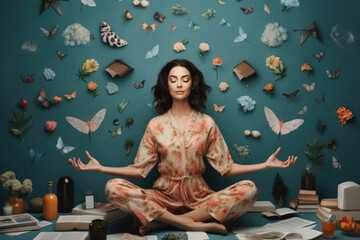 Self-care routine, from skincare to yoga and meditation