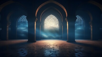 Geistige Gelassenheit: Mondlicht wirft seinen Glanz auf die Moschee - obrazy, fototapety, plakaty