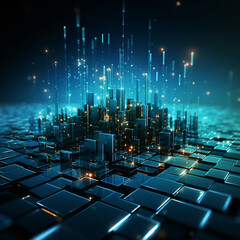 Fototapeta premium Future data box transfer Futuristic Technology background abstract hyper realistic photorealistic. Generative AI
