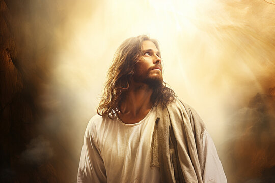 jesus with heaven background