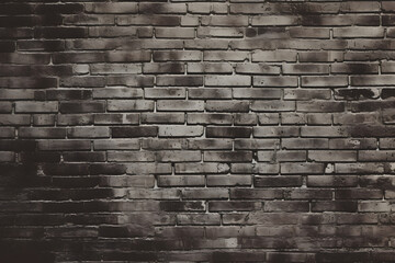 old brick wall background. Brickwork painted of black color interior old clean concrete grid uneven, Home or office design backdrop decoration. Abstract dark brick wall texture background pattern.