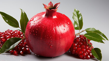 A pomegranate with water droplets on it