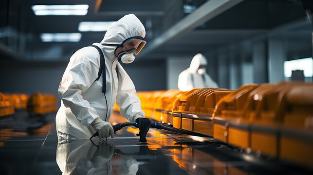 Professional industrial cleaning of a public building, generative ai